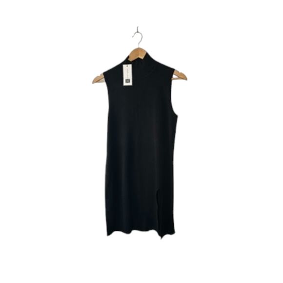 Cable & Gauge Black Mock Neck Sleeveless Ribbed Sheath Dress Women's Small New - Picture 7 of 9